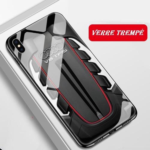 Etui Coque Iphone X/Xs Audi V8 Tfsi Rs En Verre Trempé A3/A4/A5/A6 Sline Quattro