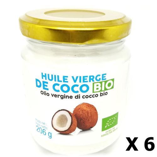 Lot 6x Huile Vierge De Coco Bio - Pot 225ml