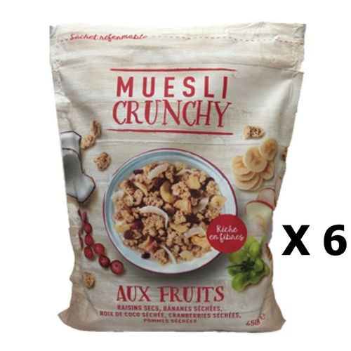 Lot 6x Muesli Croustillant Aux Fruits - Paquet 450g