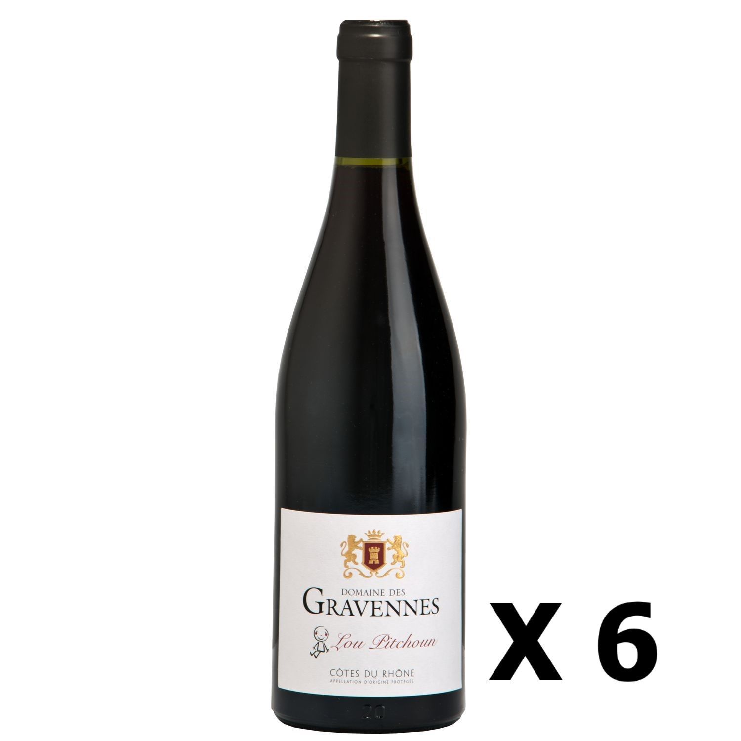 Lot 6x Lou Pitchoun - Rouge 75cl - Vallee Du Rhone - Côtes Du Rhône - Agriculture Biologique