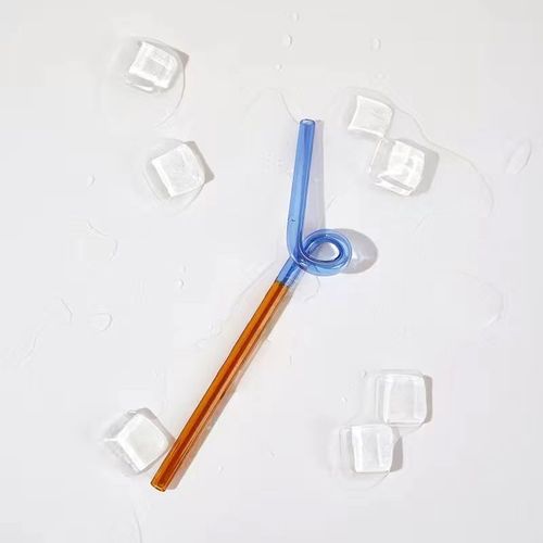 Pailles En Verre Incurvées Résistantes À La Chaleur, Style Artistique, Accessoires De Bar Pour Cocktails, Verres Écologiques