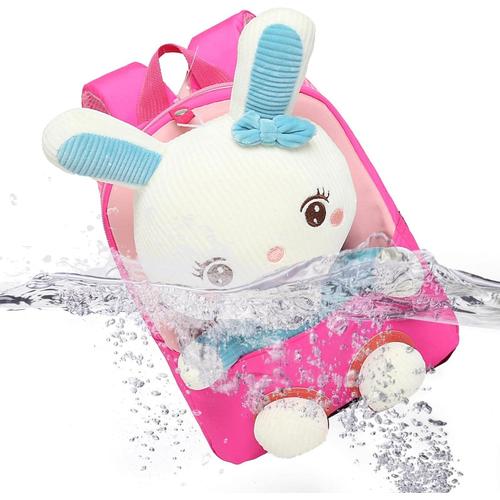 Sac à dos lapin - Cartable amovible pour tout-petits pour filles | Sac à bandoulière pour maternelle préscolaire avec poupée lapin en peluche, cartable dessin animé animal 3D