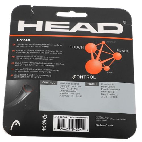 Cordage De Tennis Head Lynx Noir Gris 30950