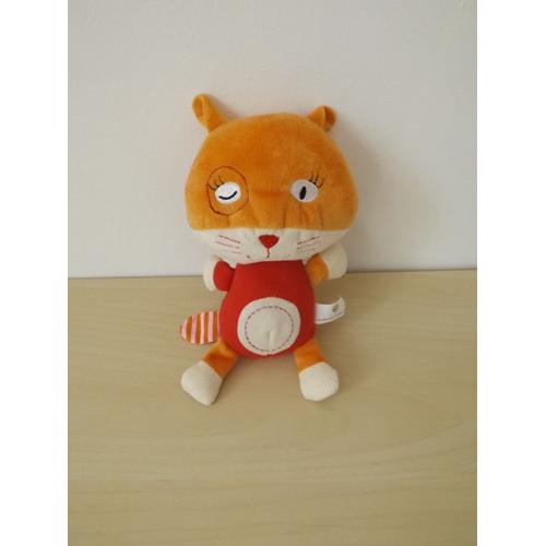 Doudou Peluche Chat Orange Rouge Créative Toys