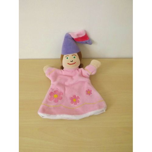 Doudou Marionnette Fée Rose Fleurs Cmp