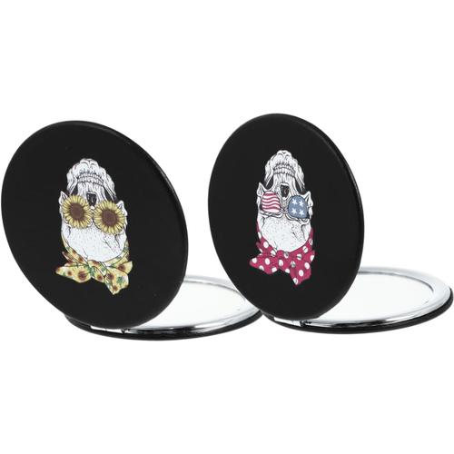 2 Pièces Miroir De Maquillage Tête De Mort Miroir De Voyage Portefeuille De Poche Mini Miroirs Épingle À Cheveux Sans Pli Noir Cactus Rond Carré Manquer Miroir Argenté 