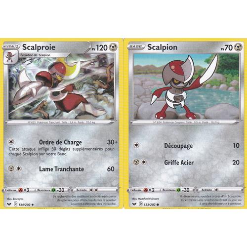 2 Cartes Pokemon - Scalproie 0134/202 + Scalpion 133/202 - Épée Et Bouclier