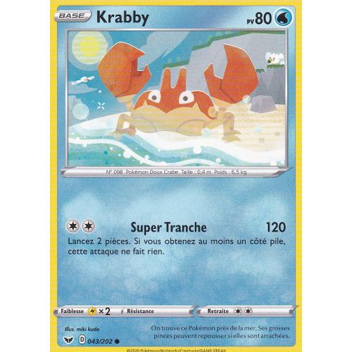 Carte Pokemon - Krabby - 043/202 - Épée Et Bouclier