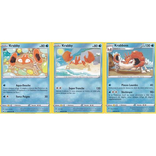 3 Cartes Pokemon - Krabboss - 044/202 + Krabby - 043/202 + Krabby 042/202 - Épée Et Bouclier
