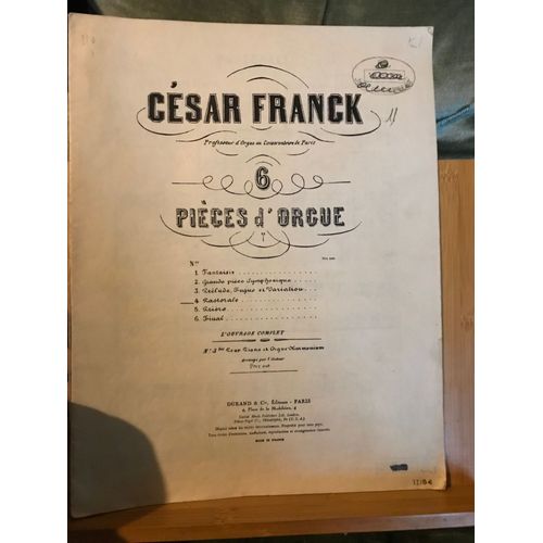 César Franck Pastorale Pour Orgue Partition Éditions Durand