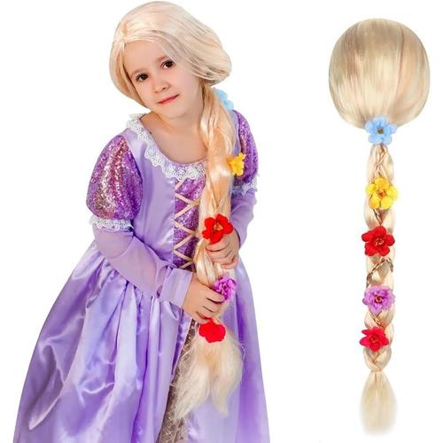 Princesse Raiponce Tresse, Perruque Raiponce, Perruque de princesse pour enfants, pour Le Carnaval,Mascarade,Soirées à thème,Jeux de rôle(85cm, Doré)