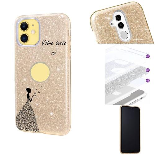 Coque Iphone 11 Glitter Paillettes Dore Fee Papillon Personnalisee