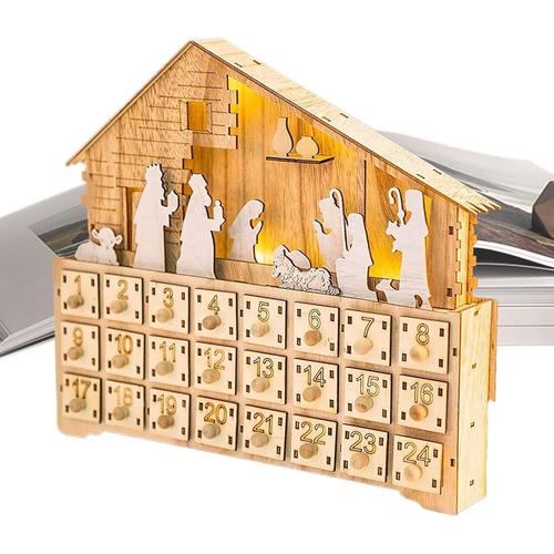 Décoration calendrier de l'avent en bois,Calendrier du compte à rebours de la crèche | Calendrier de l'avent crèche en bois Décoration de Noël pour chambre à coucher