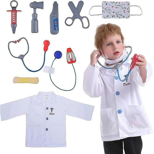 Costume De Jeu De Rôle De Médecin,Blouse De Médecin Pour Enfants,Costume Jeux Enfant Docteur,Pour Enfants Garçons Filles À Partir De 3 Ans,Avec Stéthoscope,Pour Carnaval,Cosplay,Fête