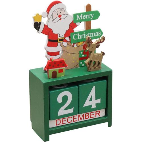 calendrier compte à rebours Noël,Calendrier l'Wood Block Desktop - Accessoires photographie calendrier en bois pour la fête Noël