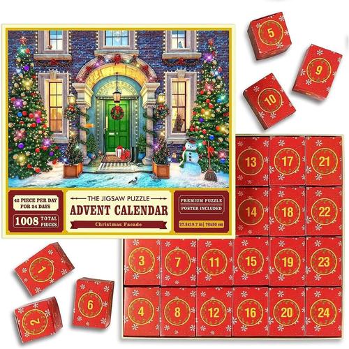 Calendrier L'puzzles | Caau Puzzles Compte À Rebours Noël,Calendrier L'portable 24 Boîtes Puzzle Pour Garçons Filles