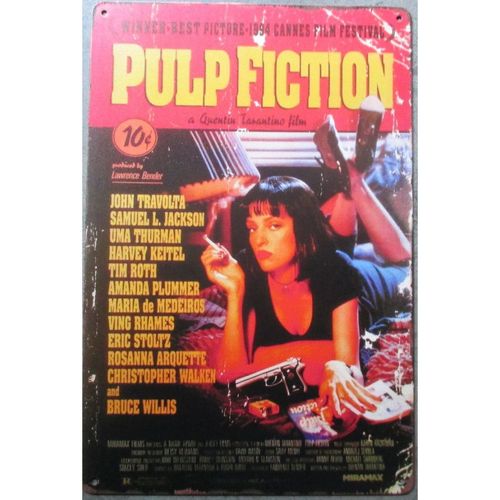 Plaque Pulp Fiction Style Affiche Film 30x20cm Tole Deco Cinema Pub Metal