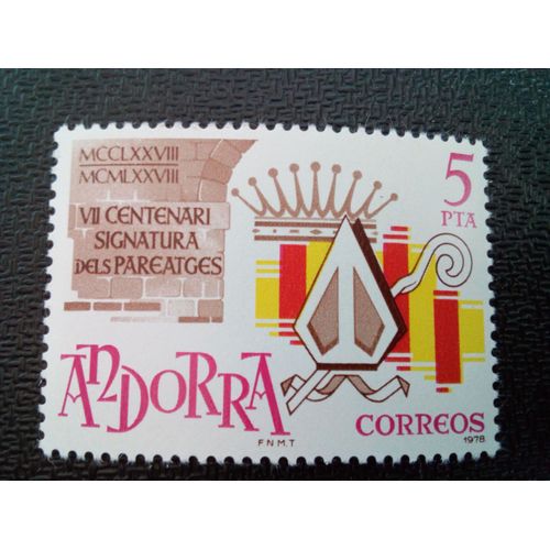 Timbre Andorra Yt 110 Paréage- Traité 1978 ( 70204 )