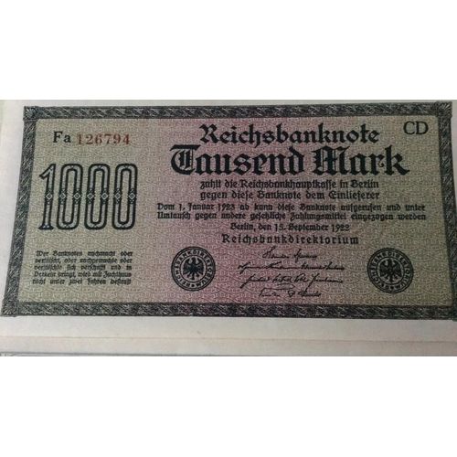 Billet Allemagne Reischbanknote 1000 Mark - 1922