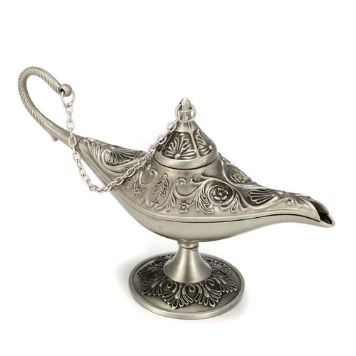 Lampe de légende sculptée en métal creux Aladdin, Pot de souhait lumineux magique, ornements de maison, robe fantaisie, décoration de Collection, cadeau artisanal d'art