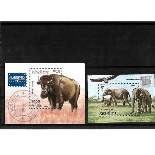 Laos-Lot De 2 Blocs Feuillets Oblitérés-Très Bon Etat