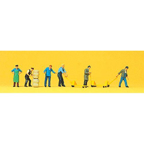 Preiser 10255 Delivery Men (6) With Pallet Trucks Packages