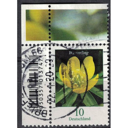 Allemagne 2018 Oblitéré Used Fleur Winterling Eranthis Hyemalis Coin De Feuille Su
