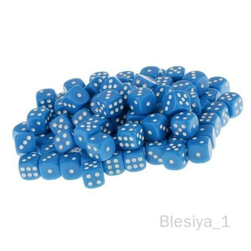 10x16mm 100 Pièces Acrylique Dés Jeux De Fête Dés Couleur Bleue