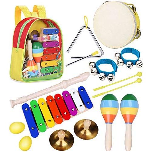 Toddler Musical Instruments Toys - Smarkids Percussion Instruments Toy Preschool Educational Musical Toys Set For Boys And Girls Including Xylophone Flute Tambourine Maracas With Backpack