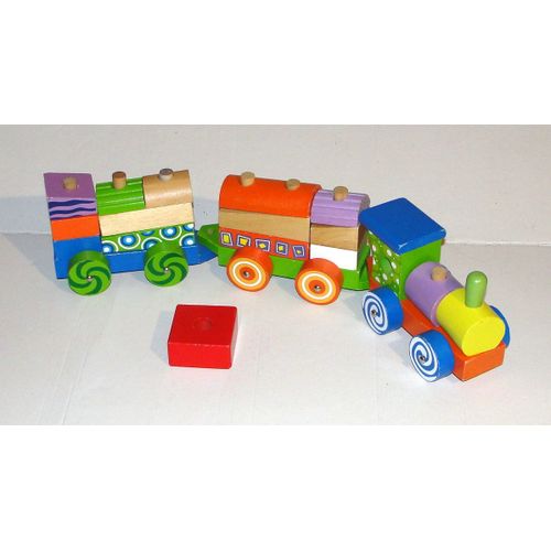 Train En Bois Djeco Wagons Multicolore 43 Cm