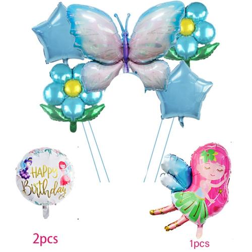 Ensemble de ballons d'anniversaire papillon 8 pièces - Bleu Perle