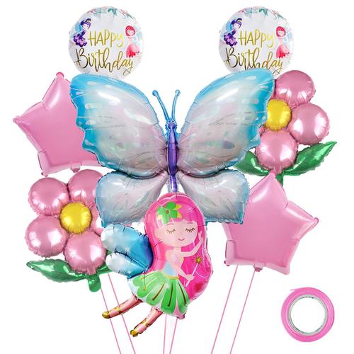 Ensemble de ballons d'anniversaire papillon 8 pièces - Rose perle