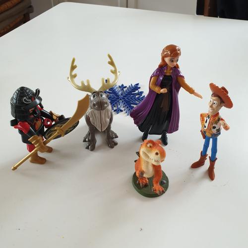 Lot De 5 Personnages, Disney, Pixar, La Reine Des Neiges, & Chevalier Playmobil, Woody