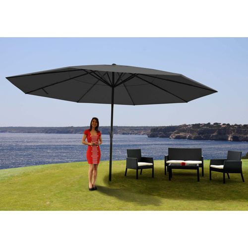 Parasol Meran Pro, Parasol Pour Marché Sans Volants Ø 5m Polyester/Alu 28 Kg   Anthracite Sans Socle