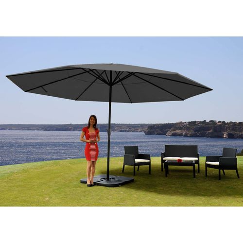 Parasol Meran Pro, Parasol Pour Marché Sans Volants, Ø 5m Polyester/Alu 28 Kg   Anthracite Avec Socle
