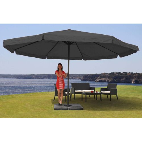Parasol Meran Pro, Gastronomie, Parasol Pour Marché Avec Volantsø 5m Polyester/Alu 28 Kg Anthracite Avec Socle