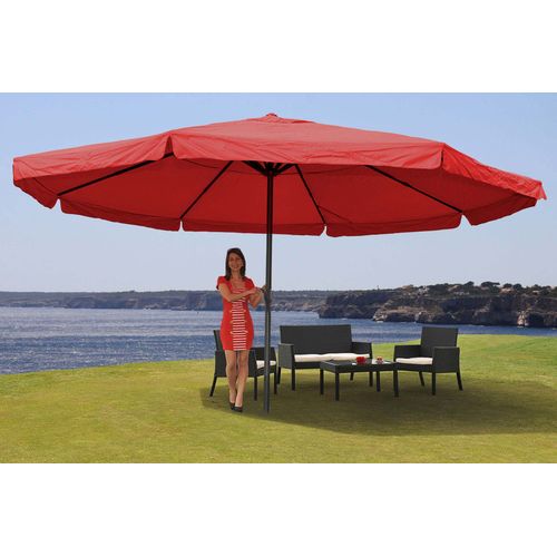 Parasol Aluminium Meran Pro Ø 5m Avec Volant   Bordeaux