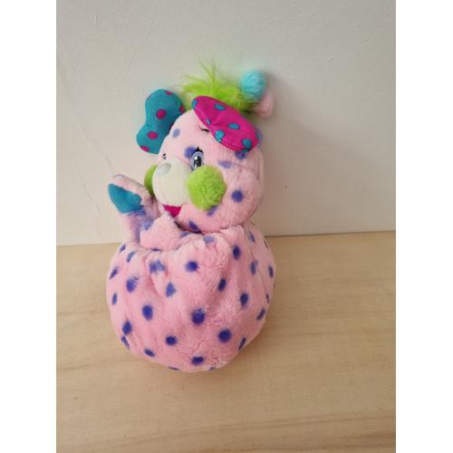 Doudou Peluche Popples Rose Pois Bleu