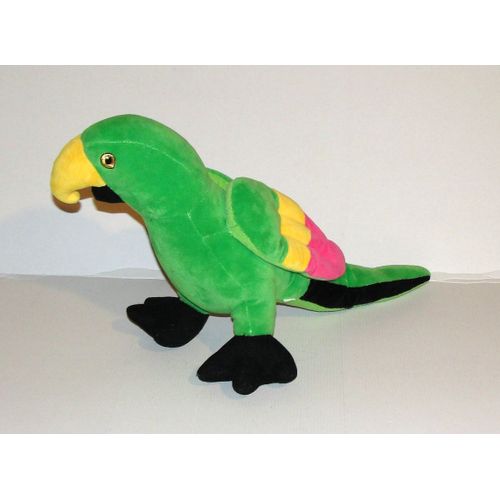 Peluche Perroquet Ara Vert Rose Jaune Noir Doudou Perroquet Double Zoo