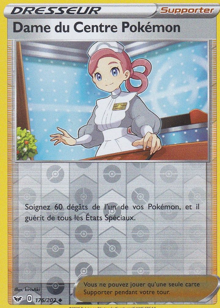 Carte Pokemon Dresseur - Dame Du Centre Pokémon - 176/202 - Reverse - Épée Et Bouclier