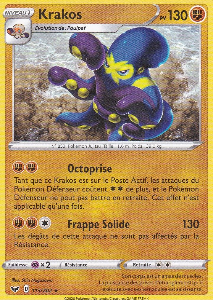 Carte Pokemon - Krakos - 113/202 - Rare - Épée Et Bouclier