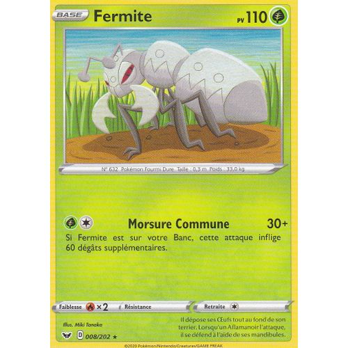 Carte Pokemon - Fermite - 008/202 - Rare - Épée Et Bouclier