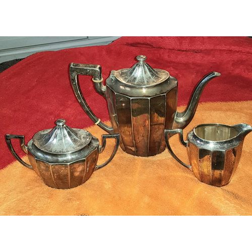 Ensemble 3 pieces petit déjeuner acier argenté & chromé