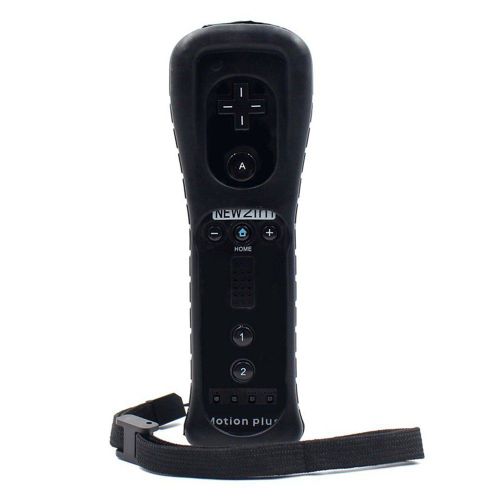 Hobbytech Télécommande Wiimote Plus (Motion Plus Intégré) Pour Nintendo Wii Et Wii U Noire Avec Etui De Protection En Silicone Noir
