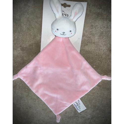 Doudou Lapin Blanc Et Rose Mes Petits Cailloux Jouet Peluche Bébé 