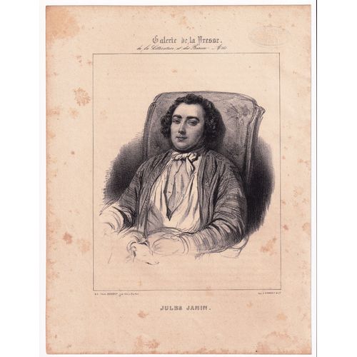 Gravure 1839 Portrait Gabriel-Jules Janin Saint-Étienne Loire Théâtre Dramaturge