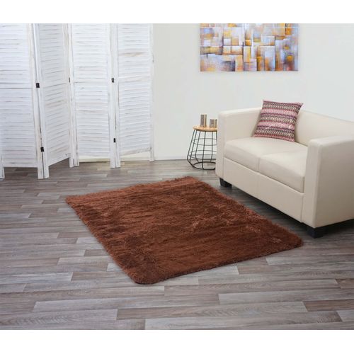 Tapis Hwc-F69, Shaggy, Épais, Poil Long, Tissu/Textile, Cotonneux, Doux, 160x120cm   Marron Foncé