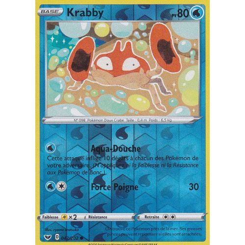 Carte Pokemon - Krabby - 042/202 - Reverse - Épée Et Bouclier