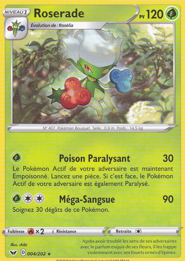 Carte Pokemon - Roserade - 004/202 - Rare - Épée Et Bouclier