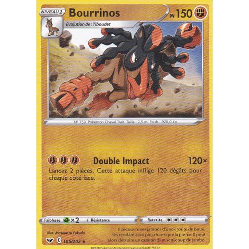 Carte Pokemon - Bourrinos - 106/202 - Rare - Épée Et Bouclier